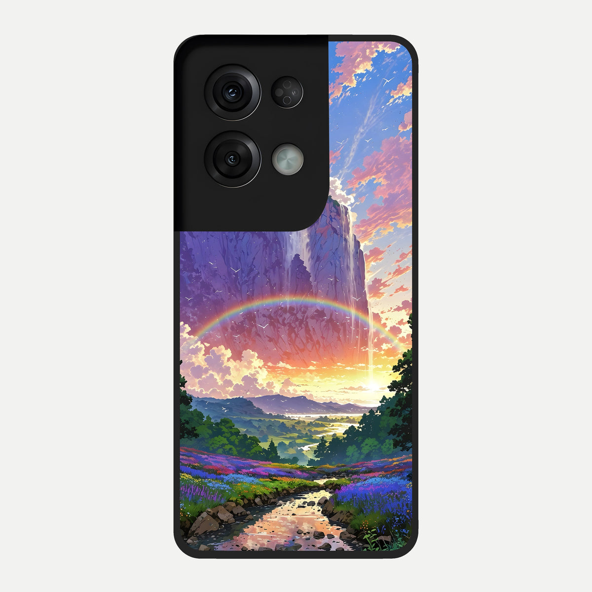  Rainbow Valley Dream Glass Case For Oppo Reno 8 Pro back cover – full design glossy printed glass finish