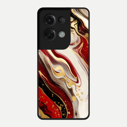 Red And White Marble Glass Case For Oppo Reno 8 Pro back cover – full design glossy printed glass finish