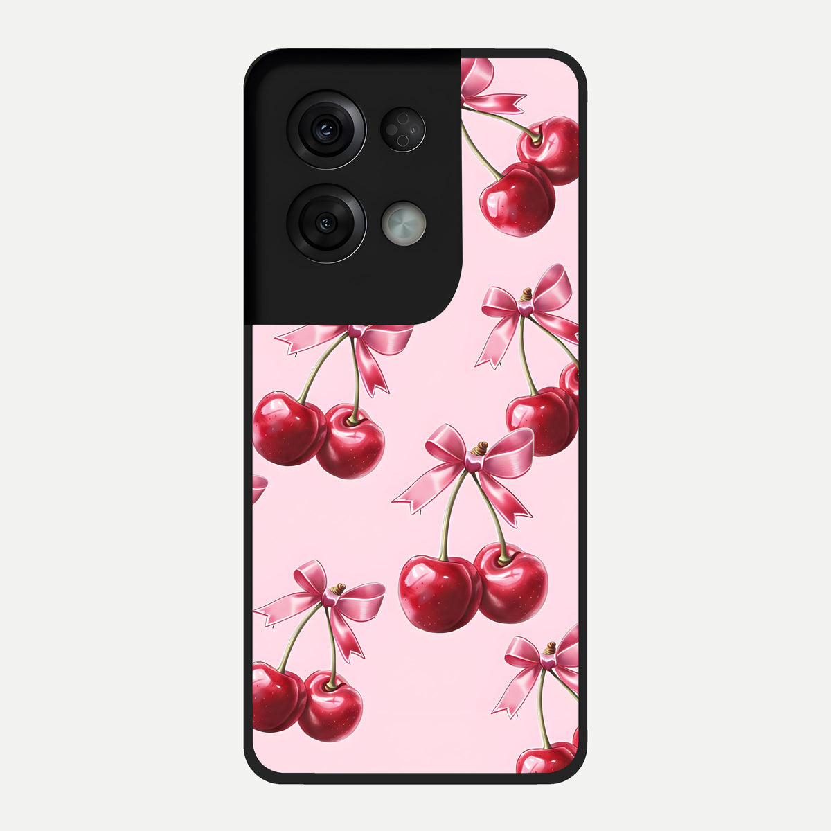  Red Cherries Pattern Glass Case For Oppo Reno 8 Pro back cover – full design glossy printed glass finish