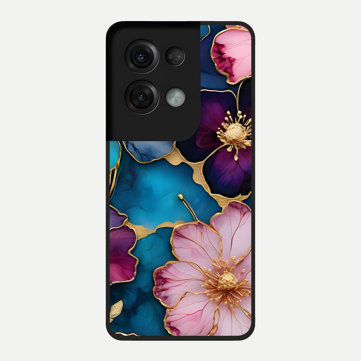  Sparkle Floral Glass Case For Oppo Reno 8 Pro back cover – full design glossy printed glass finish