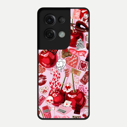  Sweet Cherry Chaos Glass Case For Oppo Reno 8 Pro back cover – full design glossy printed glass finish