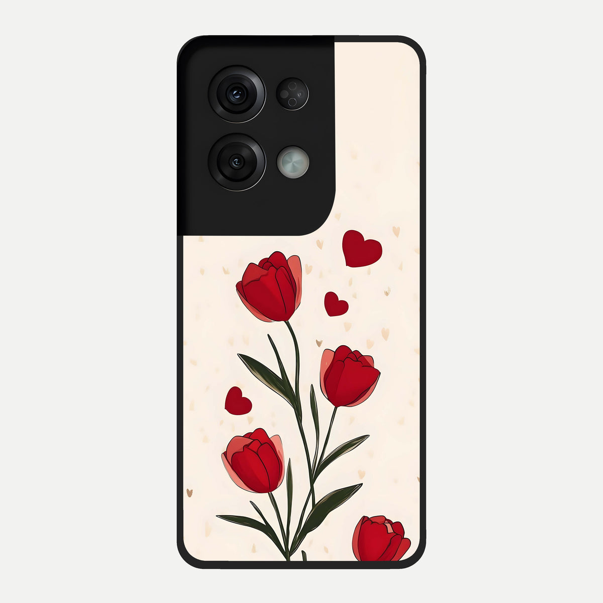  Tulip With Heart Glass Case For Oppo Reno 8 Pro back cover – full design glossy printed glass finish
