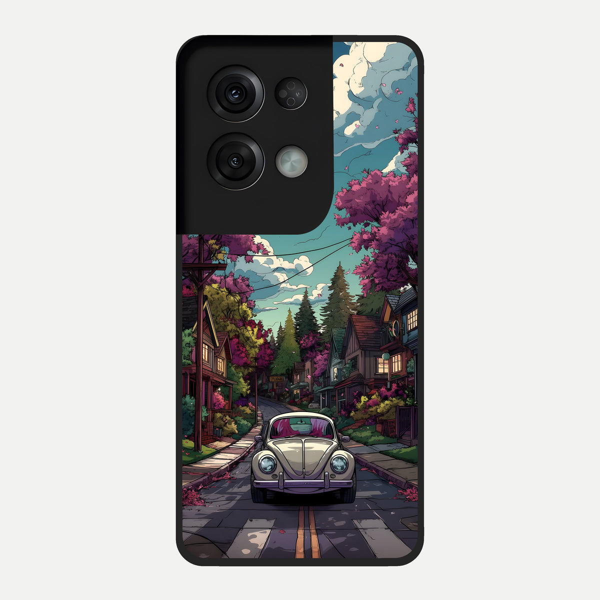  Vintage Street Drive Glass Case For Oppo Reno 8 Pro back cover – full design glossy printed glass finish