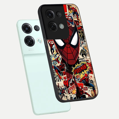  Aesthetic Wonder Spider phone case For Oppo Reno 8 Pro showing premium glass back cover with detailed artwork