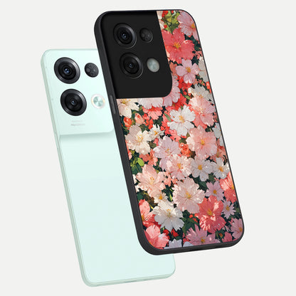  Blush Bloom Field phone case For Oppo Reno 8 Pro showing premium glass back cover with detailed artwork