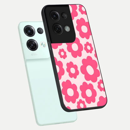  Blush Flower Pop phone case For Oppo Reno 8 Pro showing premium glass back cover with detailed artwork