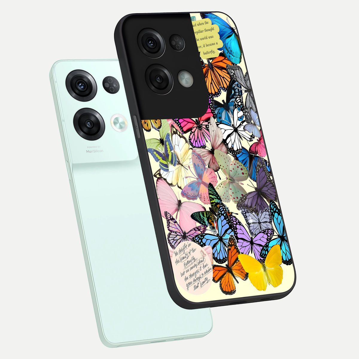  Butterflies Petal Dream phone case For Oppo Reno 8 Pro showing premium glass back cover with detailed artwork