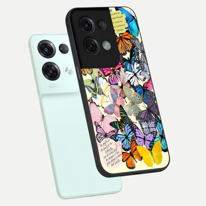  Butterflies Petal Dream phone case For Oppo Reno 8 Pro showing premium glass back cover with detailed artwork