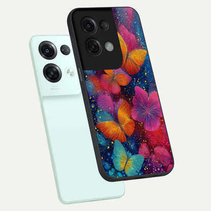  Butterfly Dream Mist phone case For Oppo Reno 8 Pro showing premium glass back cover with detailed artwork
