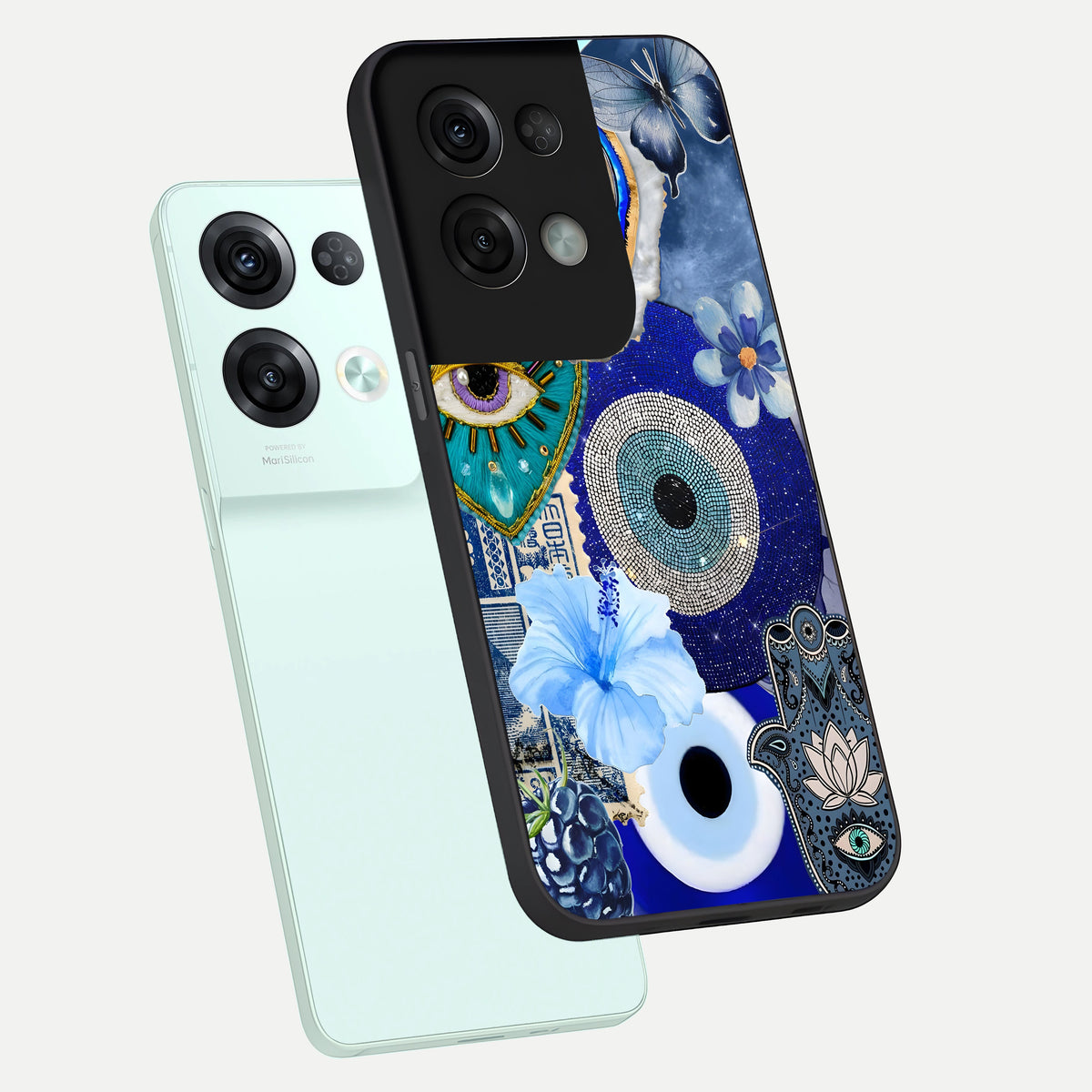  Celestial Blue Vision phone case For Oppo Reno 8 Pro showing premium glass back cover with detailed artwork