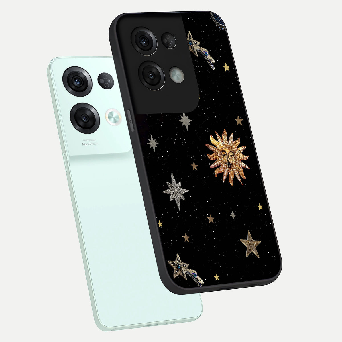  Celestial Moon With Stars phone case For Oppo Reno 8 Pro showing premium glass back cover with detailed artwork