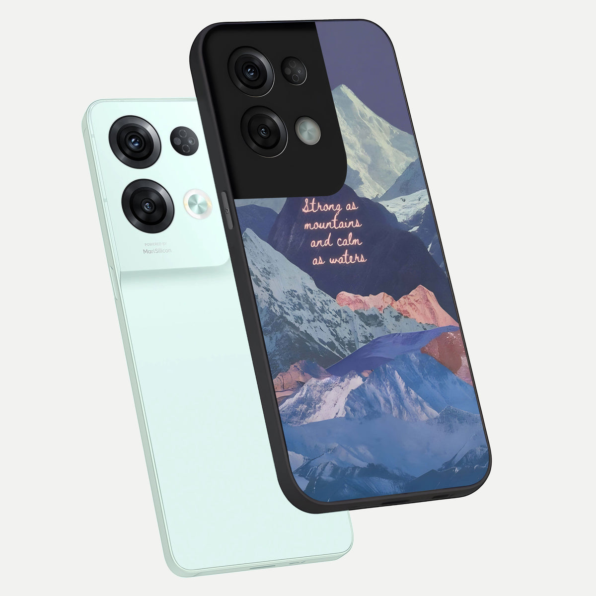  Celestial Mountain Calm phone case For Oppo Reno 8 Pro showing premium glass back cover with detailed artwork