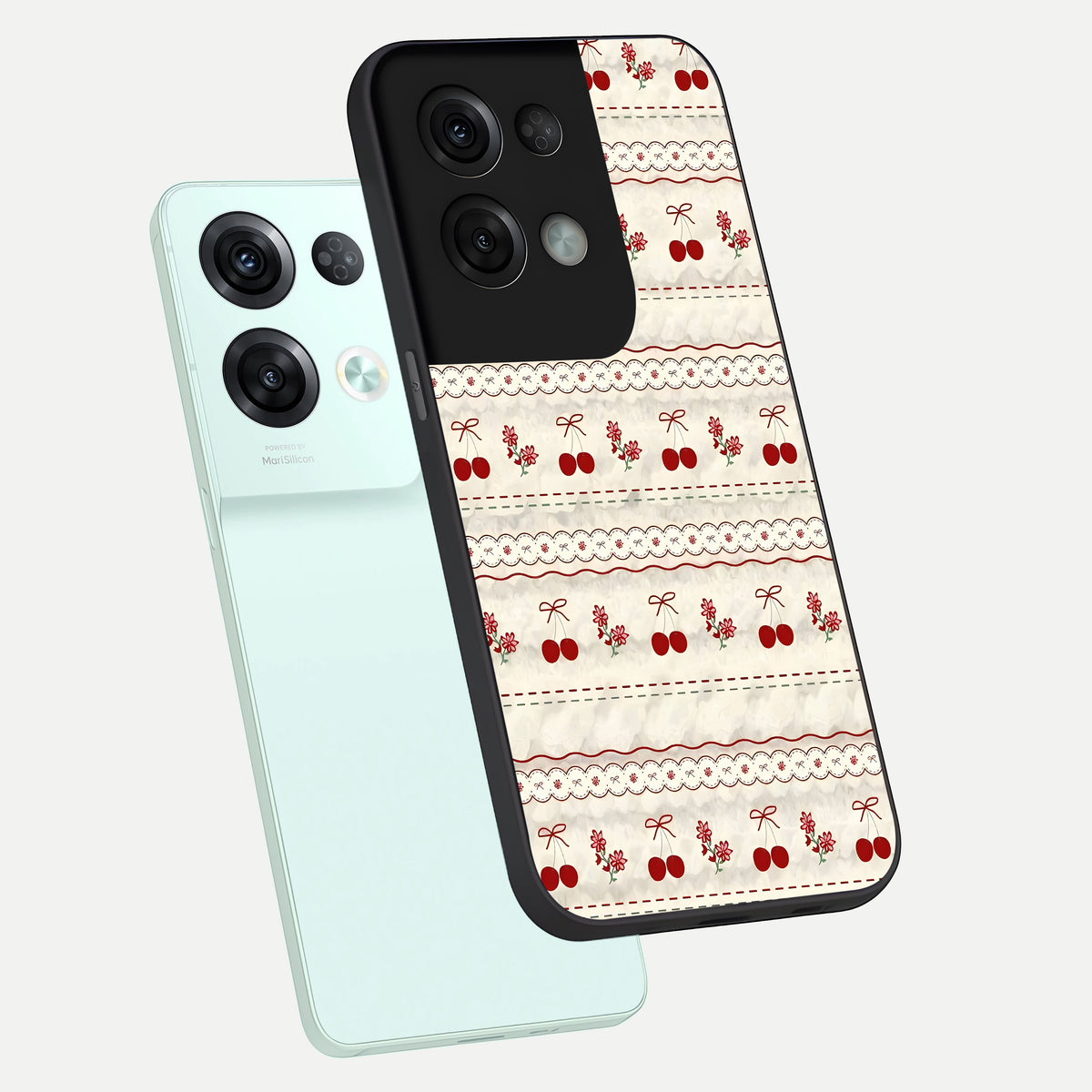  Cherry Bloom Charm phone case For Oppo Reno 8 Pro showing premium glass back cover with detailed artwork