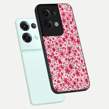  Cherry Blossom Charm phone case For Oppo Reno 8 Pro showing premium glass back cover with detailed artwork