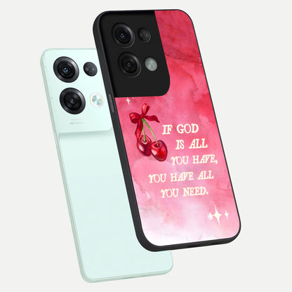  Cherry Quote phone case For Oppo Reno 8 Pro showing premium glass back cover with detailed artwork