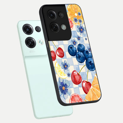  Citrus Bloom Joy phone case For Oppo Reno 8 Pro showing premium glass back cover with detailed artwork