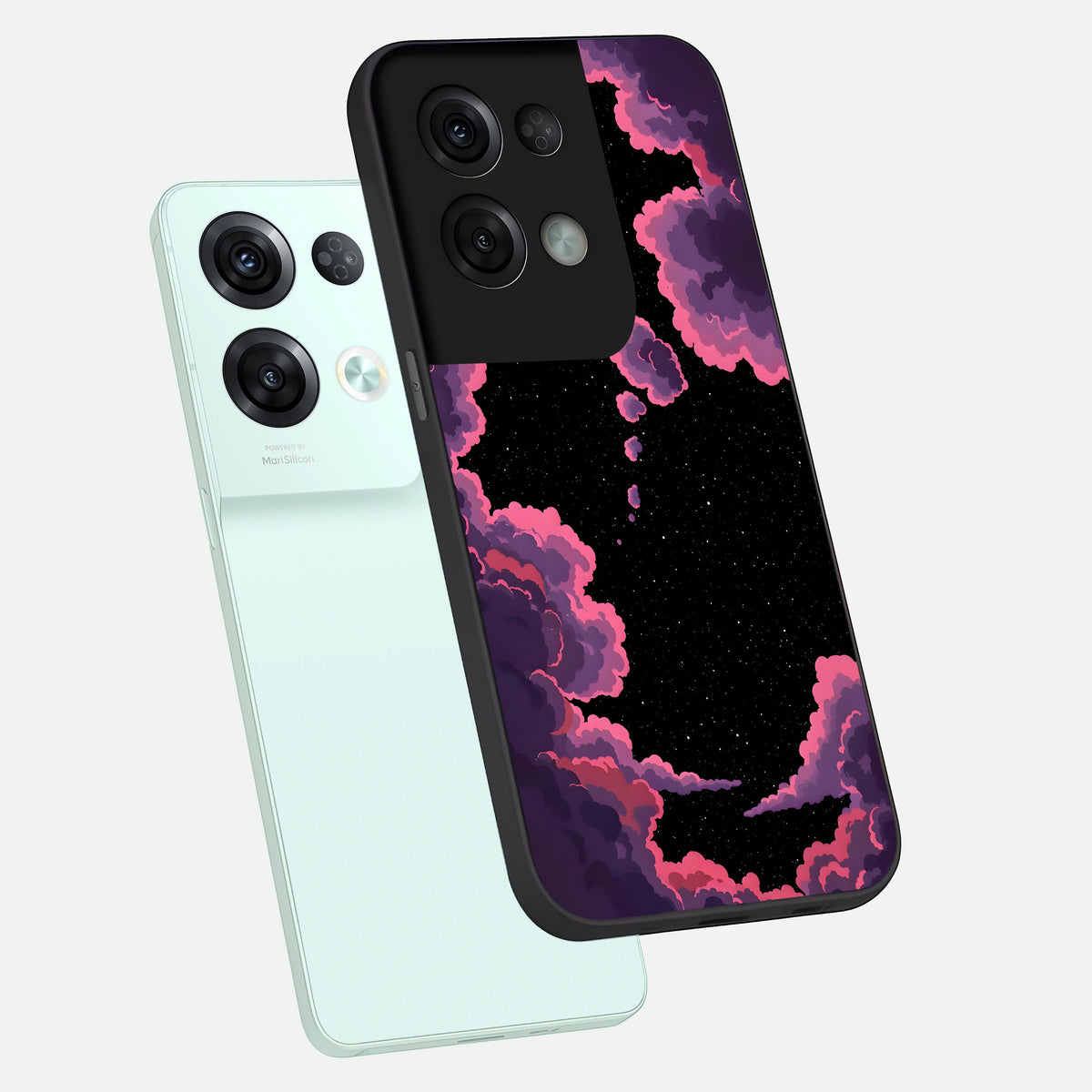 Cosmic Cloud Journey phone case For Oppo Reno 8 Pro showing premium glass back cover with detailed artwork