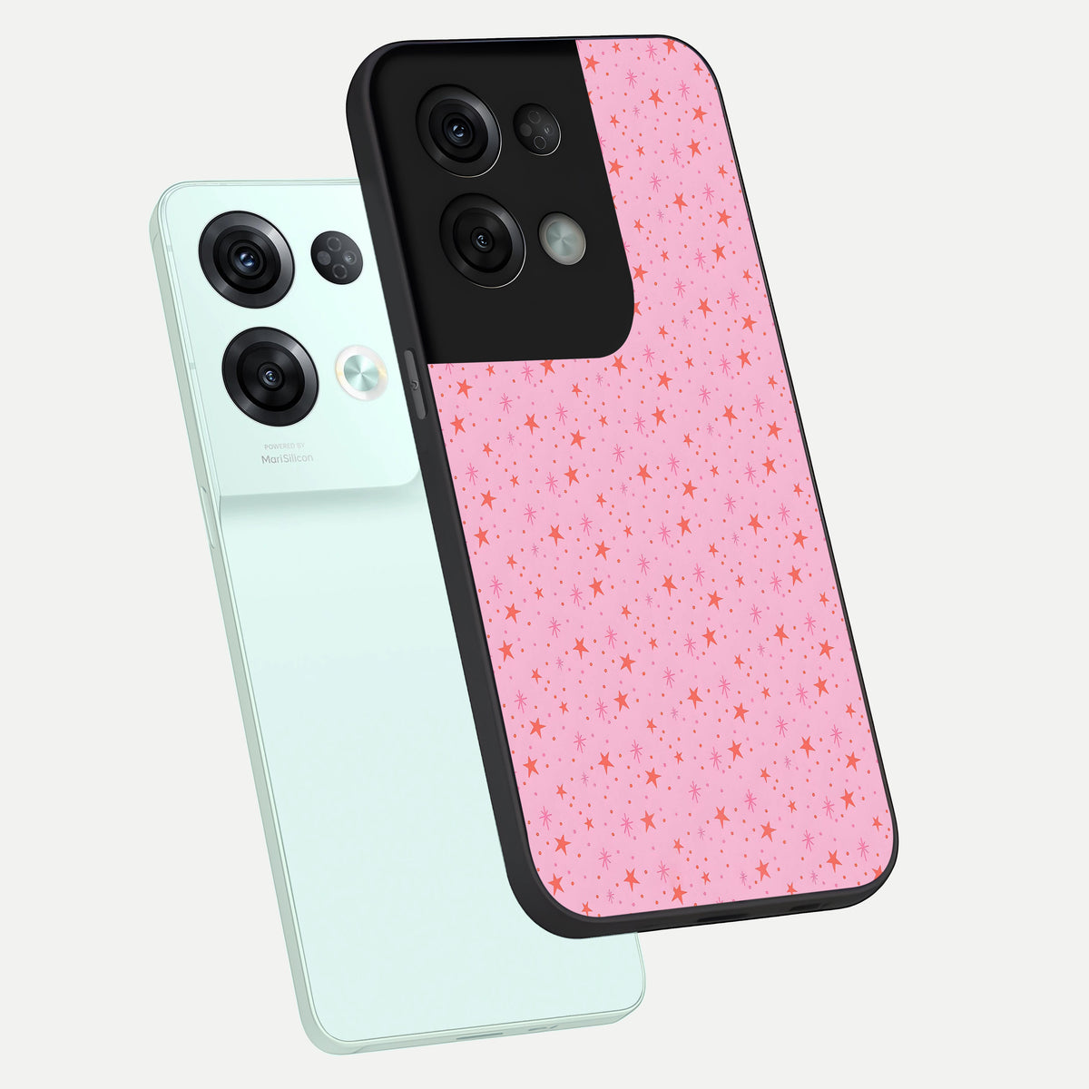  Cosmic Pink Sparkle phone case For Oppo Reno 8 Pro showing premium glass back cover with detailed artwork