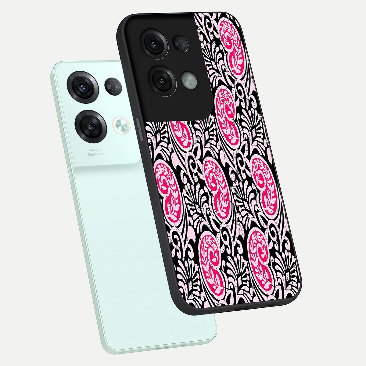  Crimson Paisley Charm phone case For Oppo Reno 8 Pro showing premium glass back cover with detailed artwork