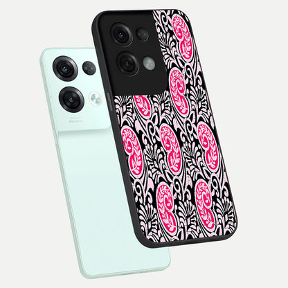 Crimson Paisley Charm phone case For Oppo Reno 8 Pro showing premium glass back cover with detailed artwork