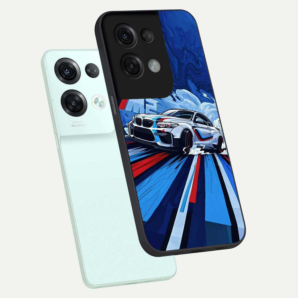  Drift Power Rush phone case For Oppo Reno 8 Pro showing premium glass back cover with detailed artwork