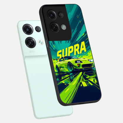  Electric Supra Thunder phone case For Oppo Reno 8 Pro showing premium glass back cover with detailed artwork