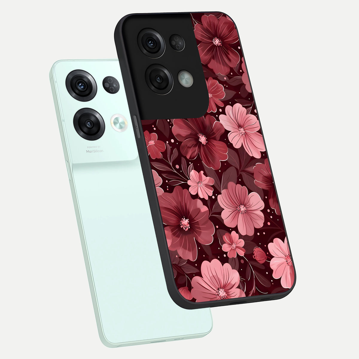  Flower Blush Bloom phone case For Oppo Reno 8 Pro showing premium glass back cover with detailed artwork