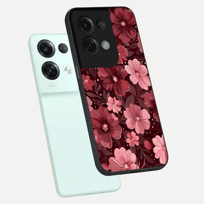  Flower Blush Bloom phone case For Oppo Reno 8 Pro showing premium glass back cover with detailed artwork