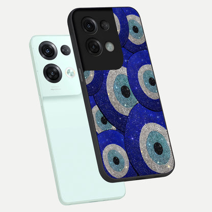  Galaxy Eye Flow phone case For Oppo Reno 8 Pro showing premium glass back cover with detailed artwork
