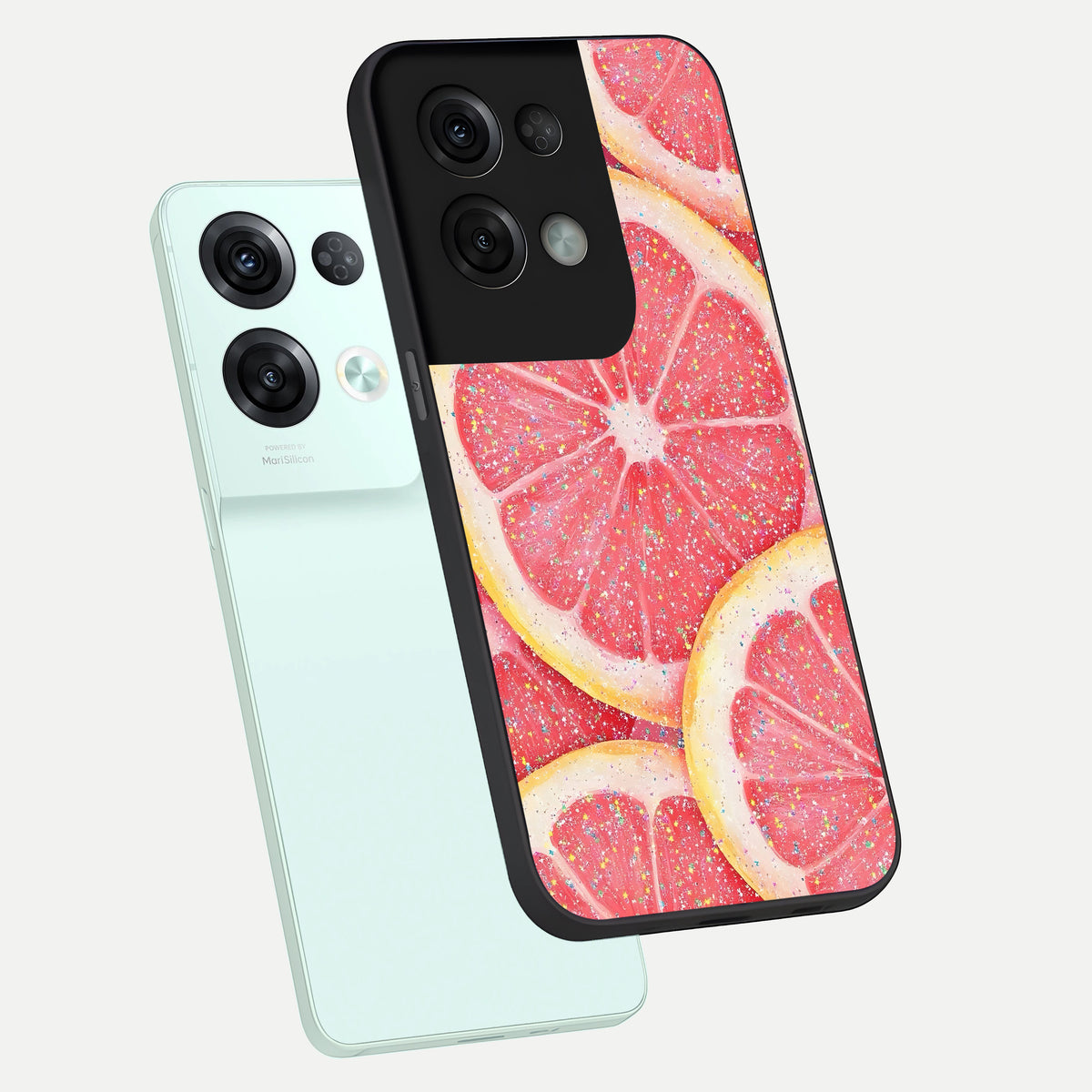 Glitter Grapefruit phone case For Oppo Reno 8 Pro showing premium glass back cover with detailed artwork