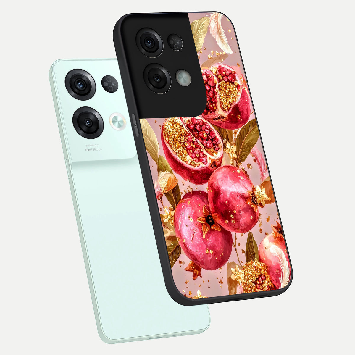  Golden Bloom Glow phone case For Oppo Reno 8 Pro showing premium glass back cover with detailed artwork