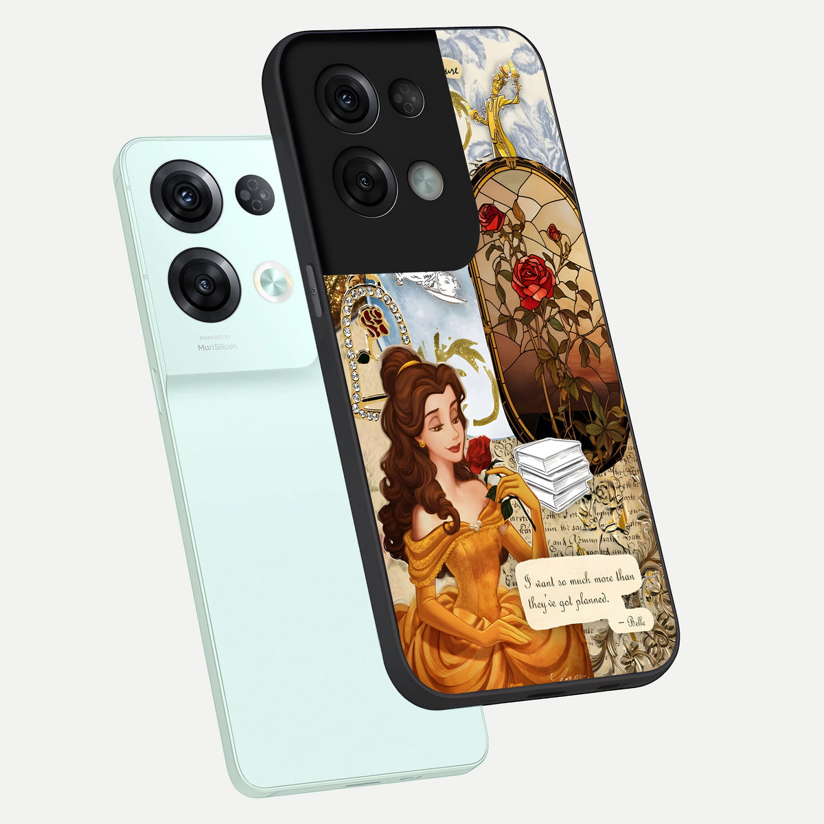  Golden Dream Belle phone case For Oppo Reno 8 Pro showing premium glass back cover with detailed artwork