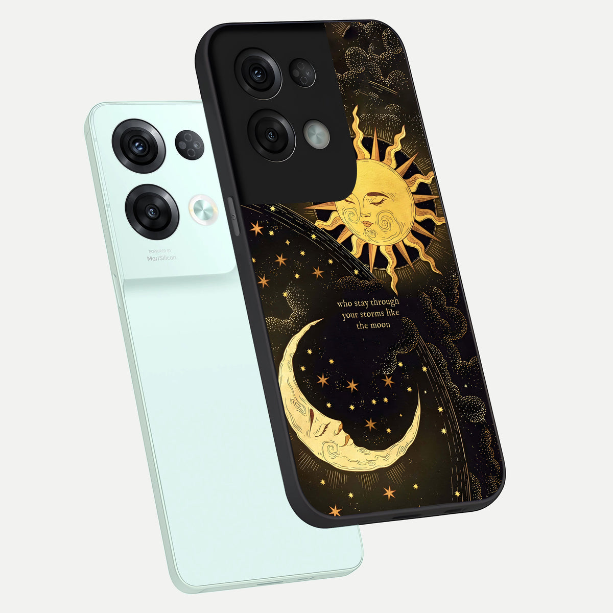 Golden Lunar Love phone case For Oppo Reno 8 Pro showing premium glass back cover with detailed artwork