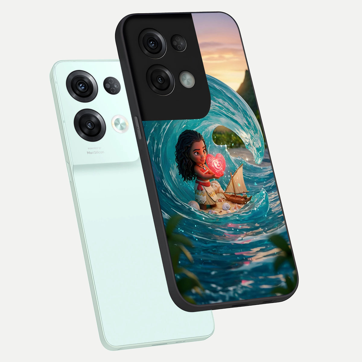 Heart of Ocean phone case For Oppo Reno 8 Pro showing premium glass back cover with detailed artwork