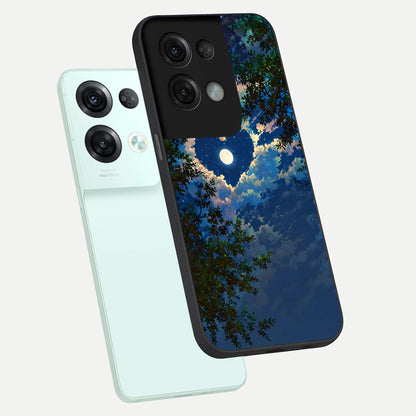  Heart With Moon Sky phone case For Oppo Reno 8 Pro showing premium glass back cover with detailed artwork