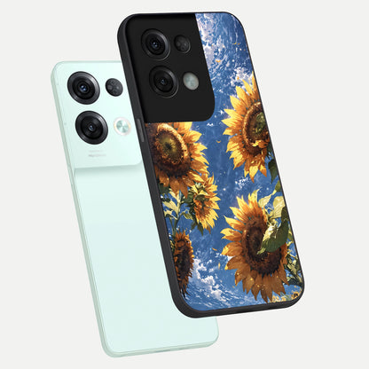  Heavenly Sunflower Rise phone case For Oppo Reno 8 Pro showing premium glass back cover with detailed artwork