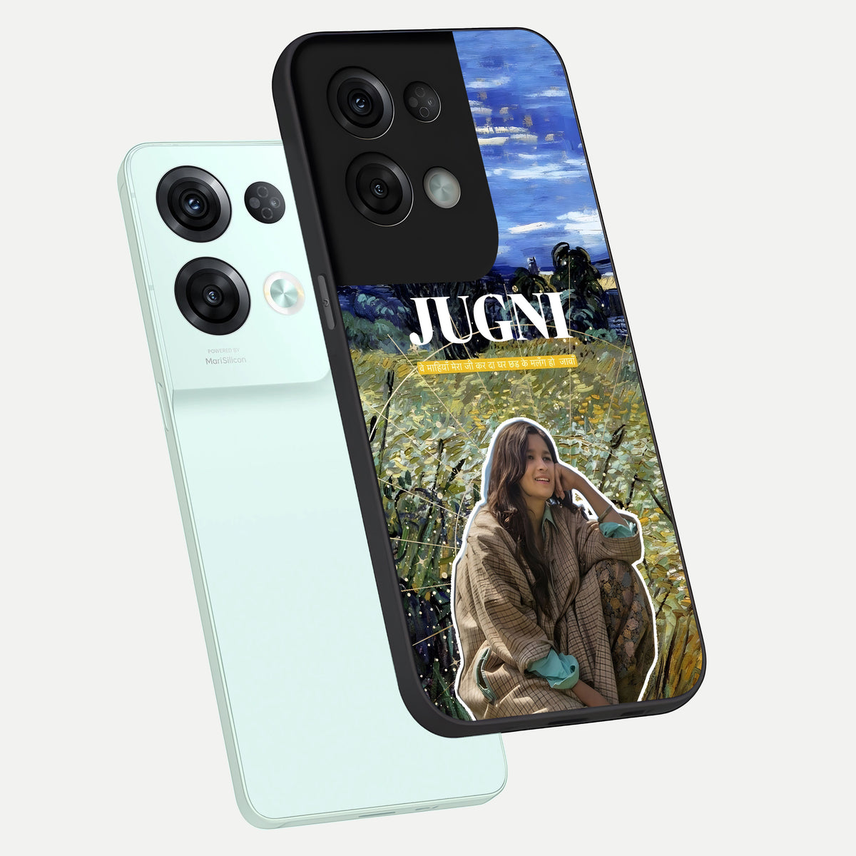  Jugni Soul Vibes phone case For Oppo Reno 8 Pro showing premium glass back cover with detailed artwork