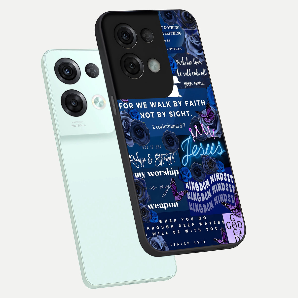  Kingdom Faith Glow phone case For Oppo Reno 8 Pro showing premium glass back cover with detailed artwork