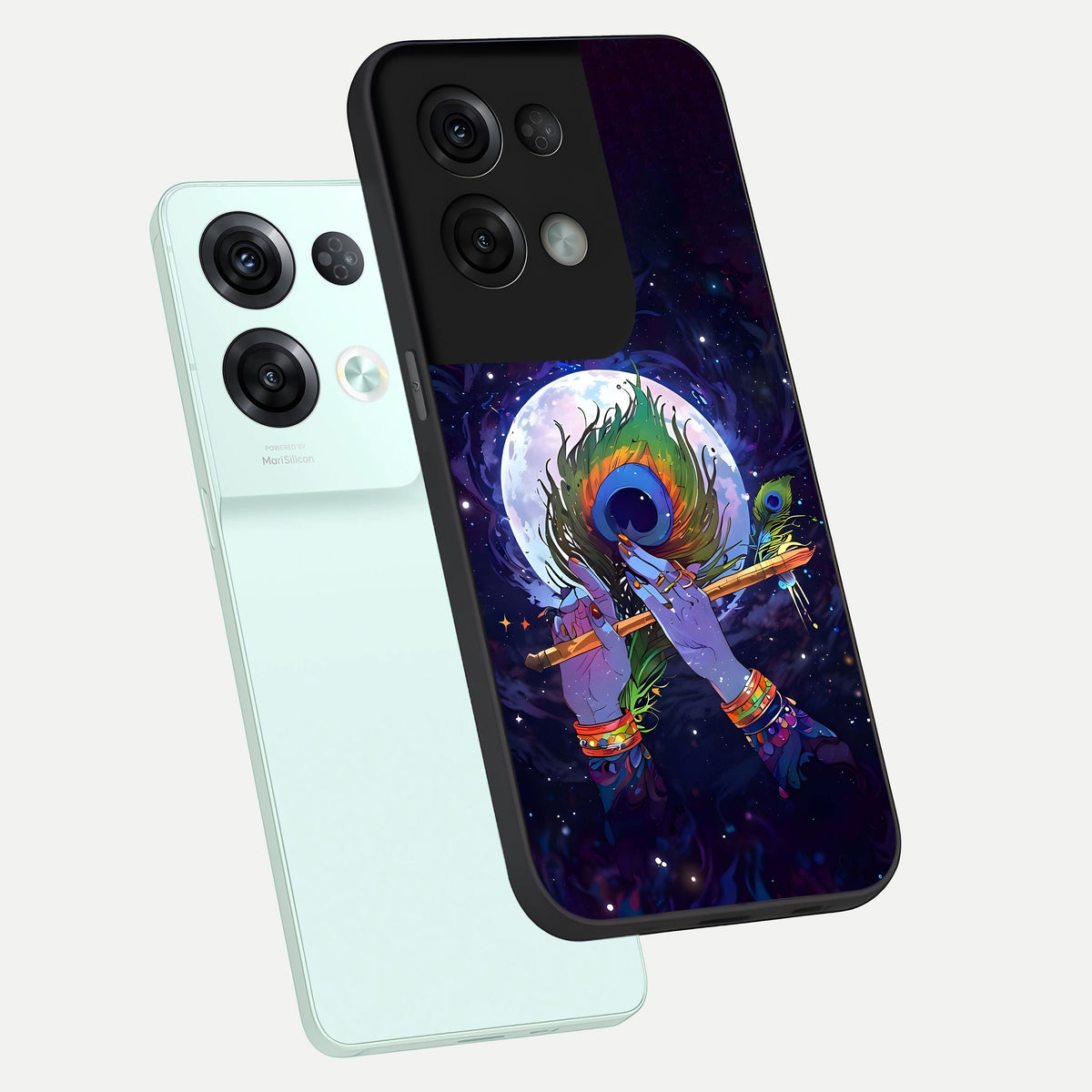  Krishna Hands Art phone case For Oppo Reno 8 Pro showing premium glass back cover with detailed artwork