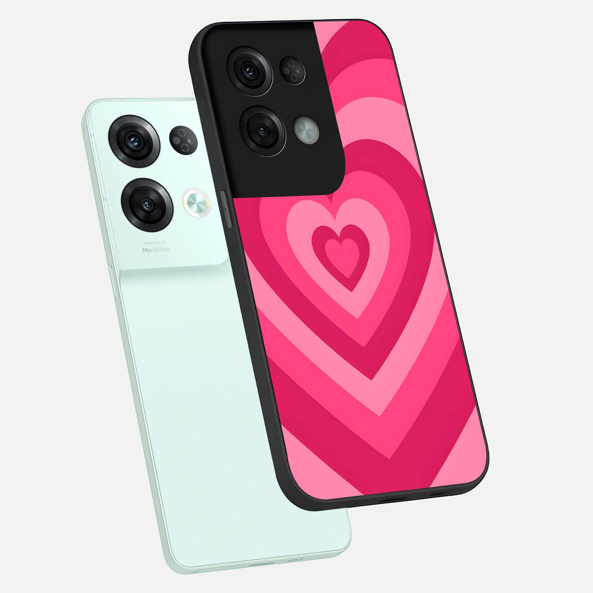  Layered Love Hearts phone case For Oppo Reno 8 Pro showing premium glass back cover with detailed artwork