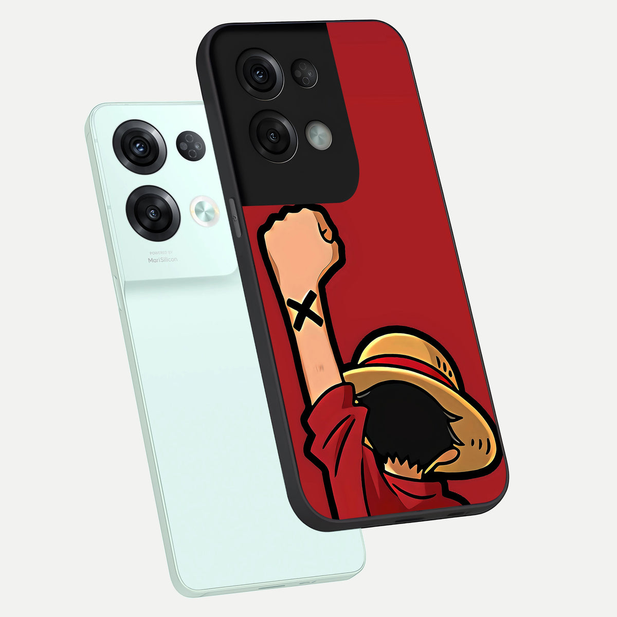  Luffy X Spirit phone case For Oppo Reno 8 Pro showing premium glass back cover with detailed artwork