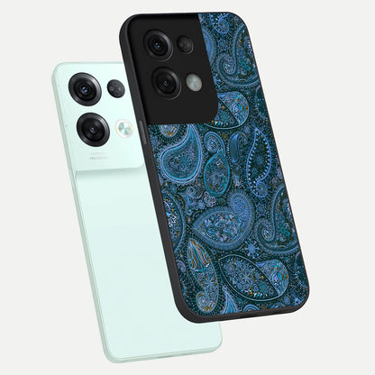  Midnight Paisley Glow phone case For Oppo Reno 8 Pro showing premium glass back cover with detailed artwork