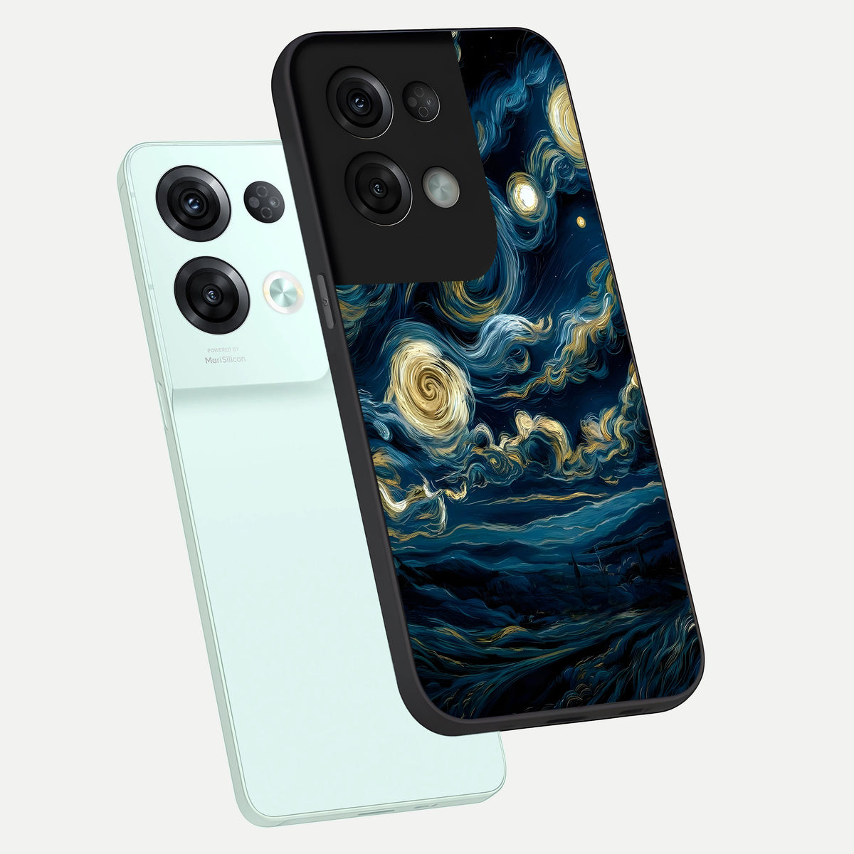  Midnight Sky Whirl phone case For Oppo Reno 8 Pro showing premium glass back cover with detailed artwork