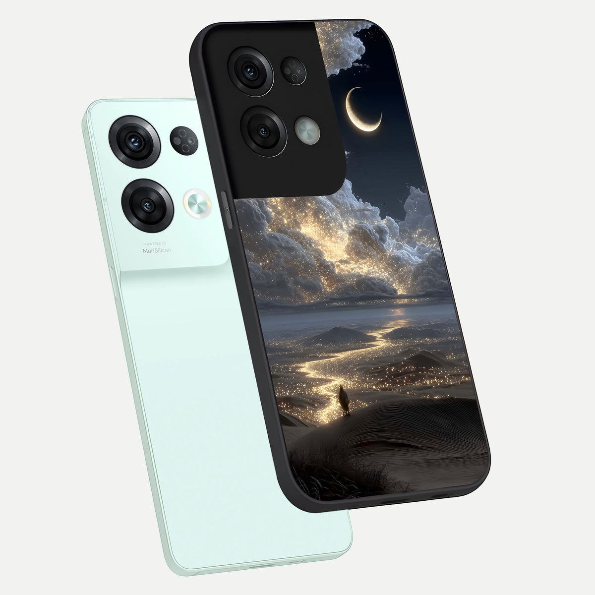  Moonlight Spark Path phone case For Oppo Reno 8 Pro showing premium glass back cover with detailed artwork