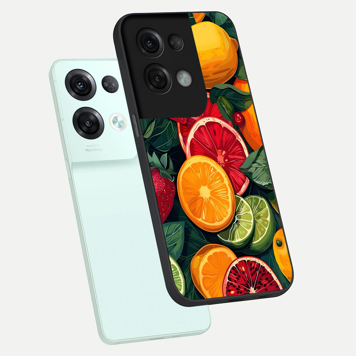  Multiple Fruits phone case For Oppo Reno 8 Pro showing premium glass back cover with detailed artwork