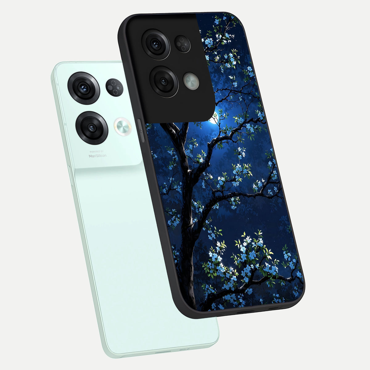  Mystic Floral Night phone case For Oppo Reno 8 Pro showing premium glass back cover with detailed artwork