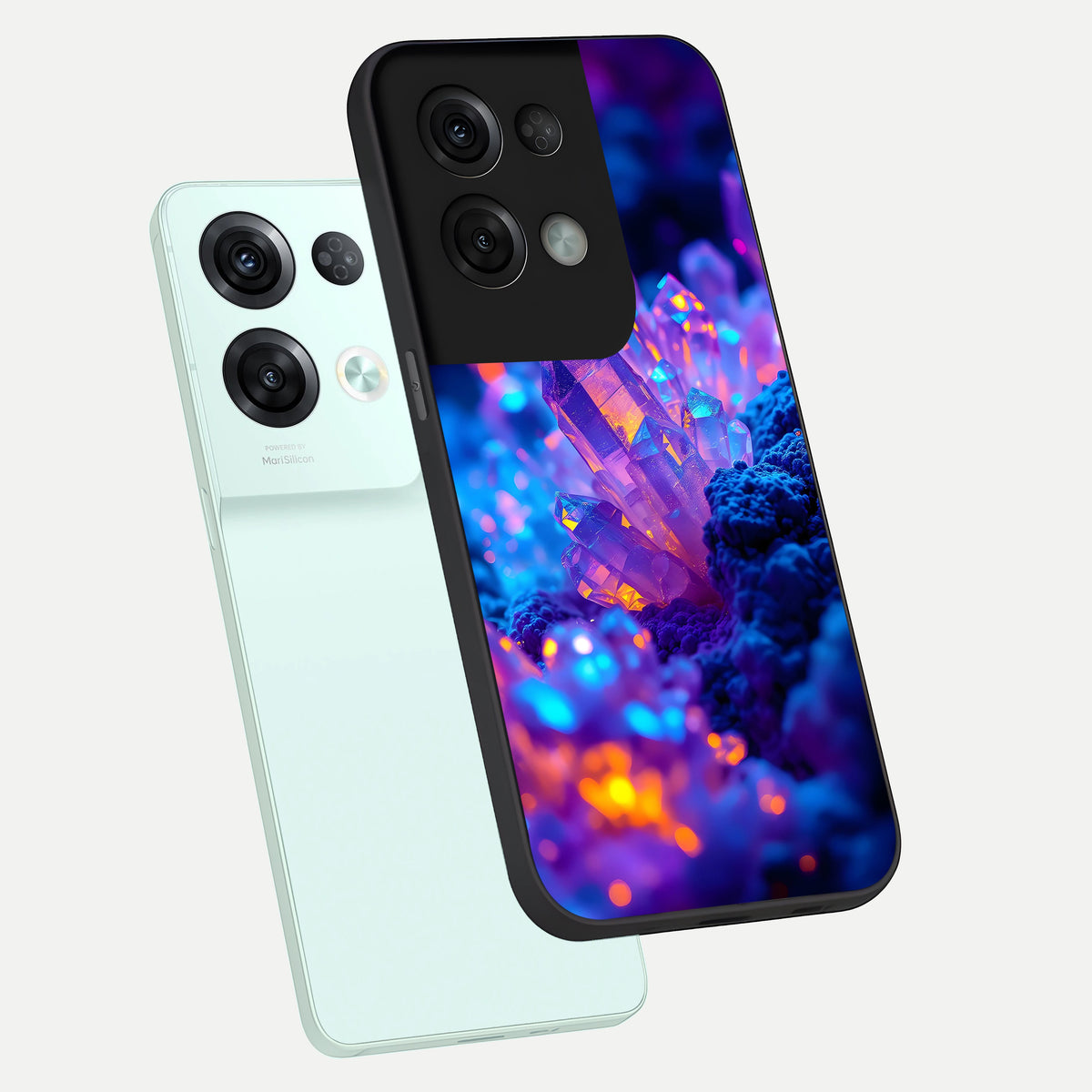  Neon Aura Shards phone case For Oppo Reno 8 Pro showing premium glass back cover with detailed artwork