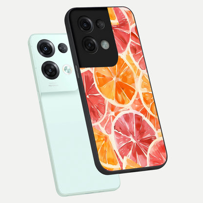  Orange Fruits Pattern phone case For Oppo Reno 8 Pro showing premium glass back cover with detailed artwork