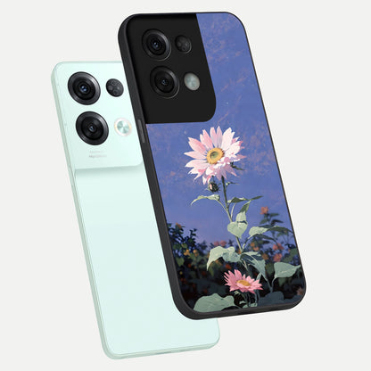 Pink Shells Outline phone case For Oppo Reno 8 Pro showing premium glass back cover with detailed artwork