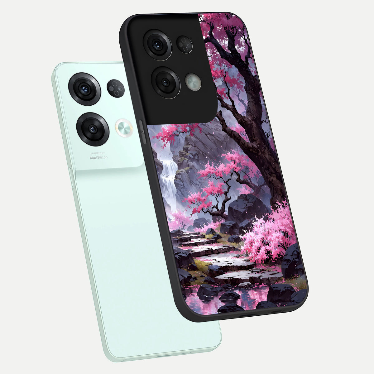  Pink Sunflower Glow phone case For Oppo Reno 8 Pro showing premium glass back cover with detailed artwork